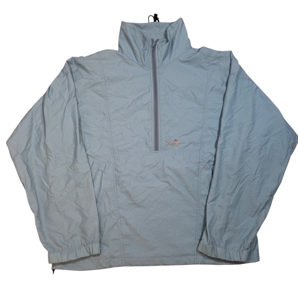 Vintage The North Face Pullover Windbreaker Jacket Men Small Dusty Blue Half Zip